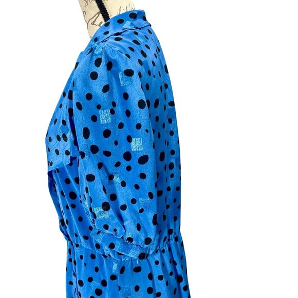 Vintage 1980s Women’s A-line Dress John Roberts Blue & Black Secretary Size 8 - Picture 3 of 12